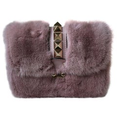 Valentino Lock Small Mink-Fur Shoulder Bag