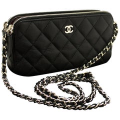 CHANEL Caviar WOC Wallet On Chain W Zip Chain Shoulder Bag Black