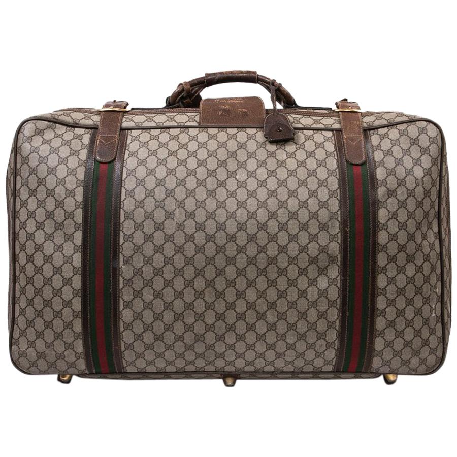 GUCCI Vintage Soft Suitcase in Brown Monogram Coated Canvas