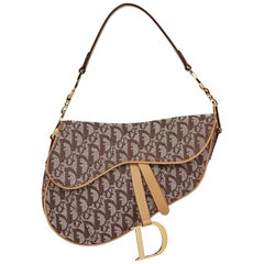 2002 Christian Dior Brown Monogram Canvas Saddle Bag