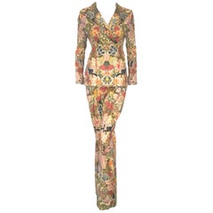 Vintage Amazing  Runway Alexander McQueen Floral Multi Color 2 Piece Pant Suit