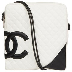 2004 Chanel White Quilted Calfskin Leather Large Cambon Messenger