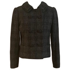 Mainbocher Vintage 1960s Grey Plaid Double Collar Double Breasted Jacket