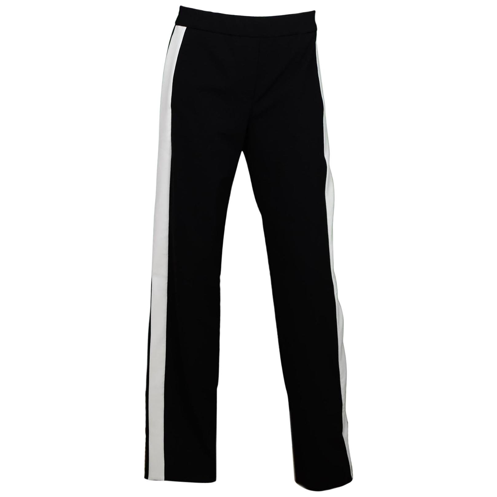 Theory NWT Black/White Elastic Waist Snap Side Pants Sz S