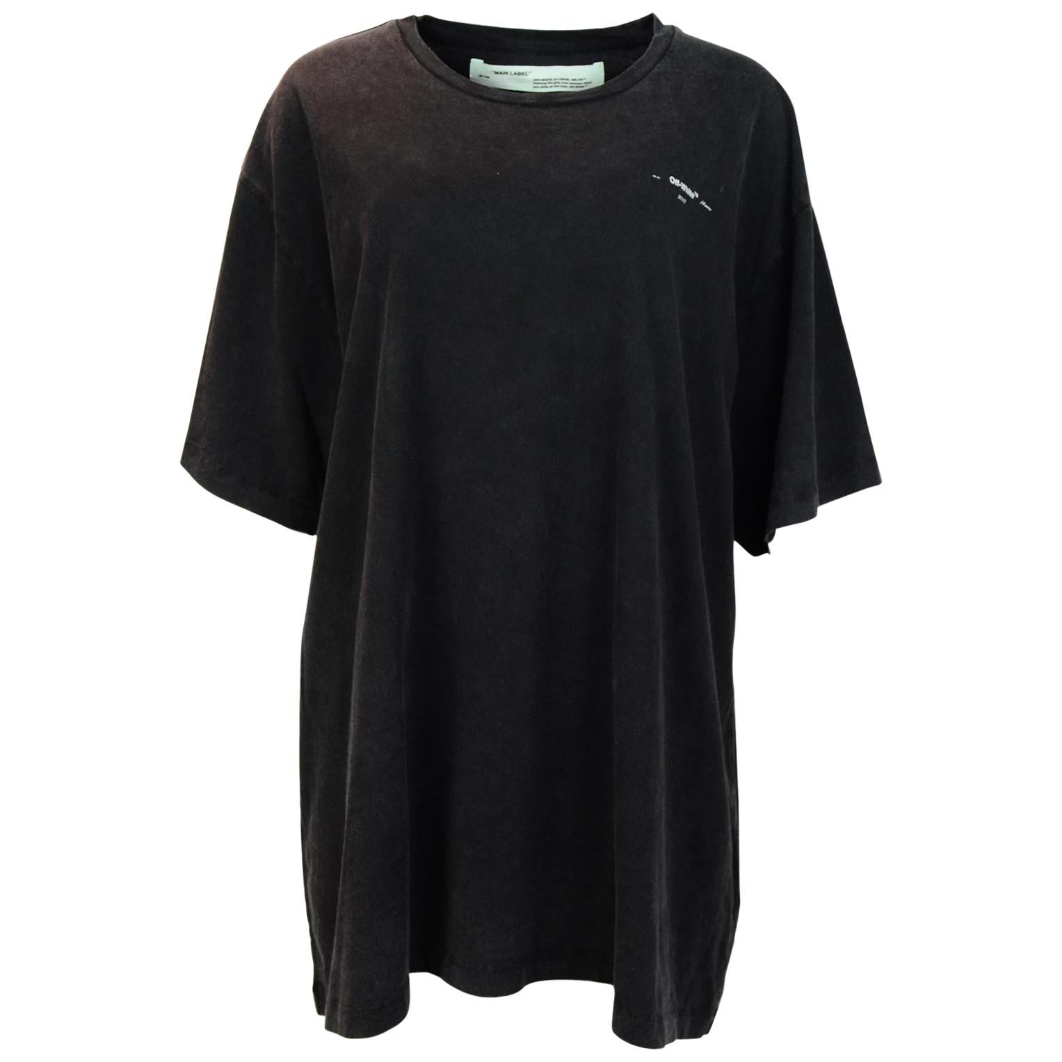 Off-White 2018 NWT Men's Oversized Printed Black Cotton-Jersey T-Shirt Sz L