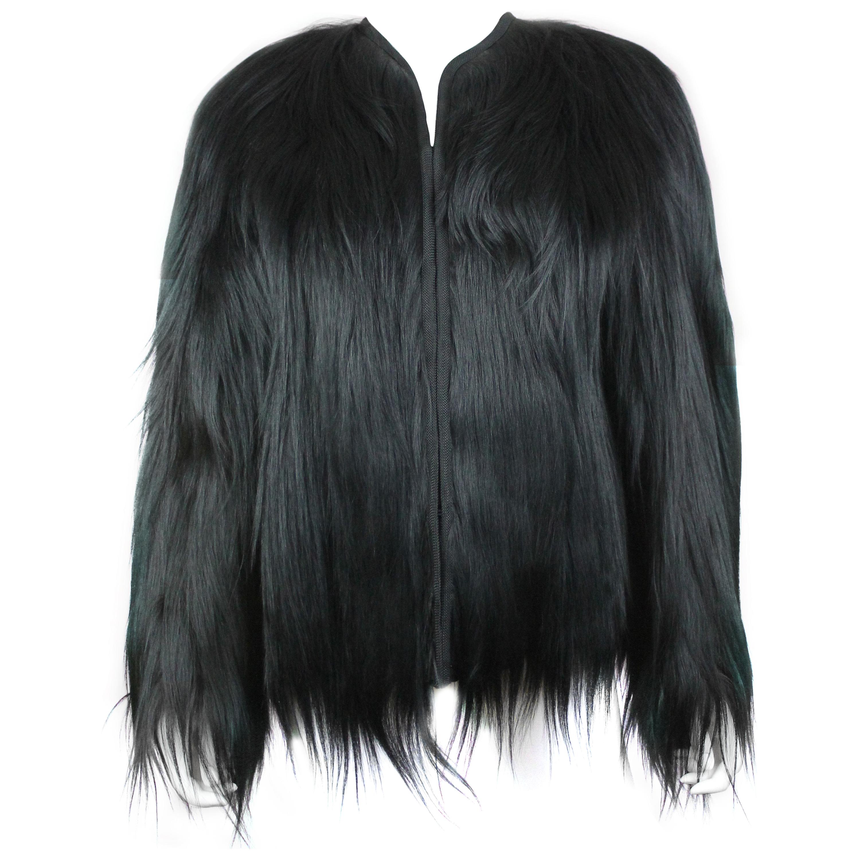Black Bencha Gold Coast Colubus Monkey Coat, c. 1930's, Size M For Sale