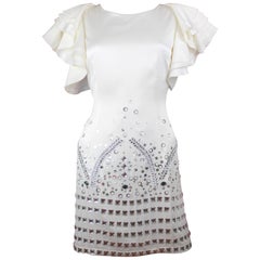 Gucci Ivory Silk Sheath Dress with Diamante Embellishments, c. 2000's, Size M