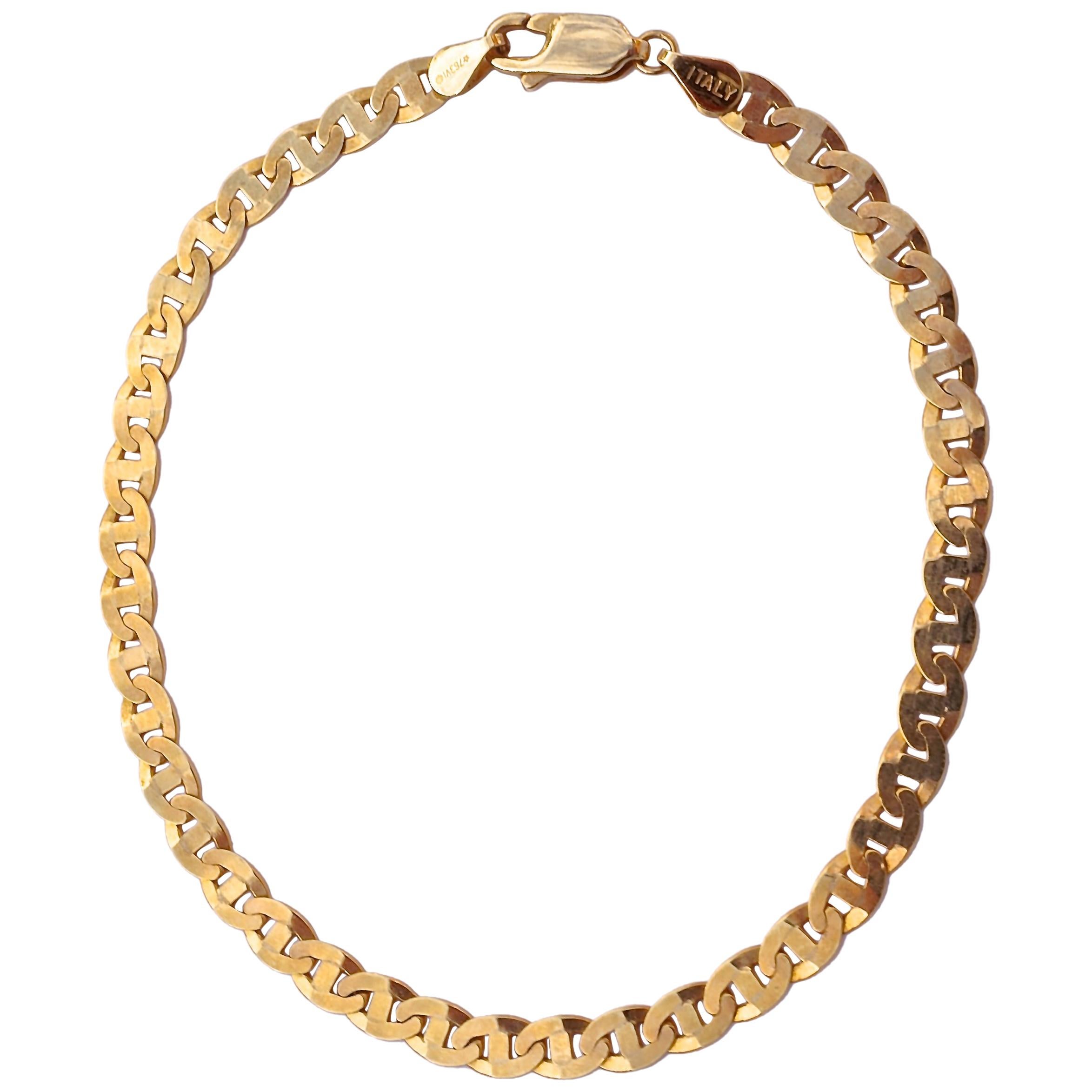 14K Gold IW Italian Anchor Link Chain Bracelet