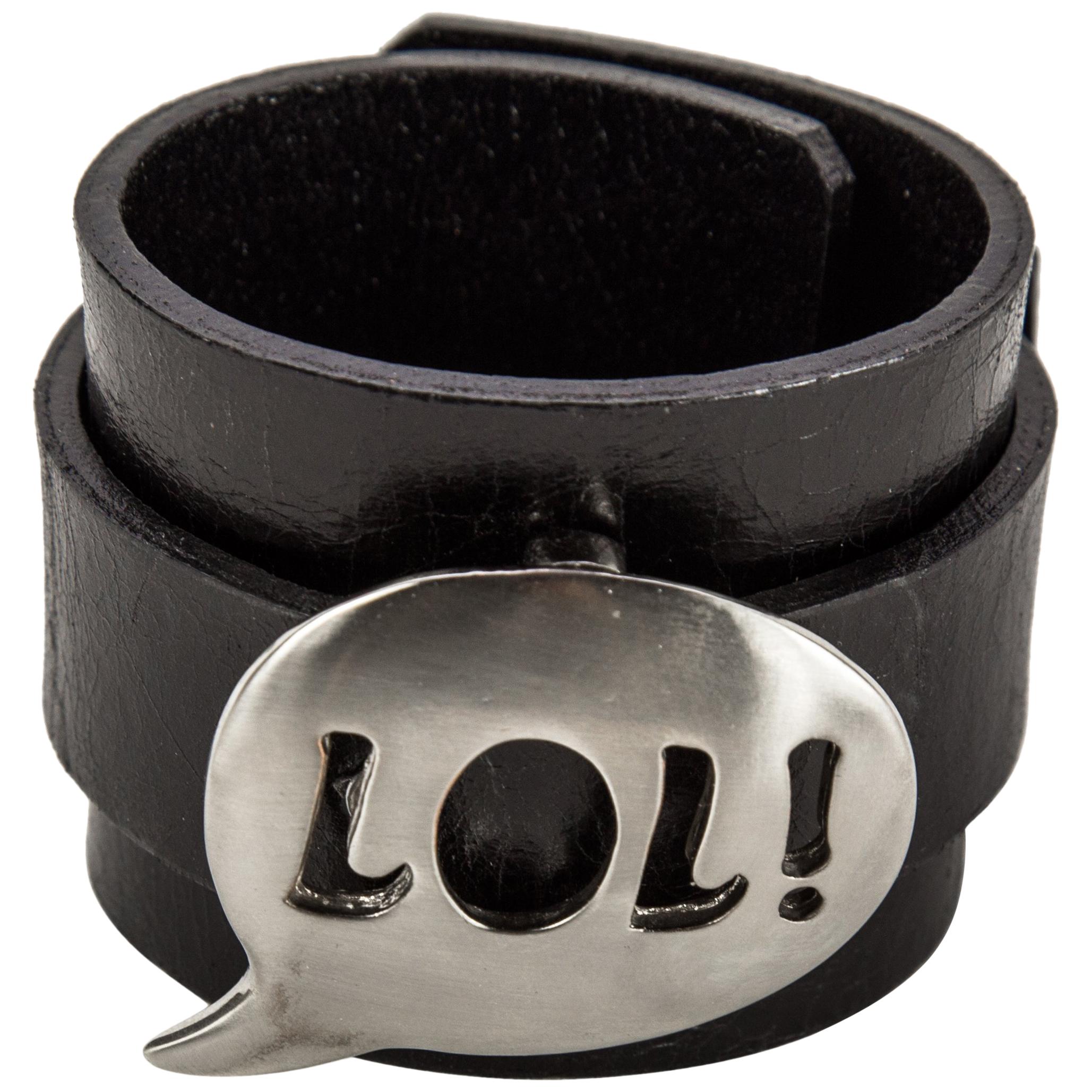 LOL! Acronym Stainless Steel Leather Cuff Bracelet