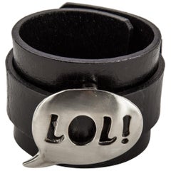 LOL! Edelstahl-Leder-Manschettenarmband mit Acronym