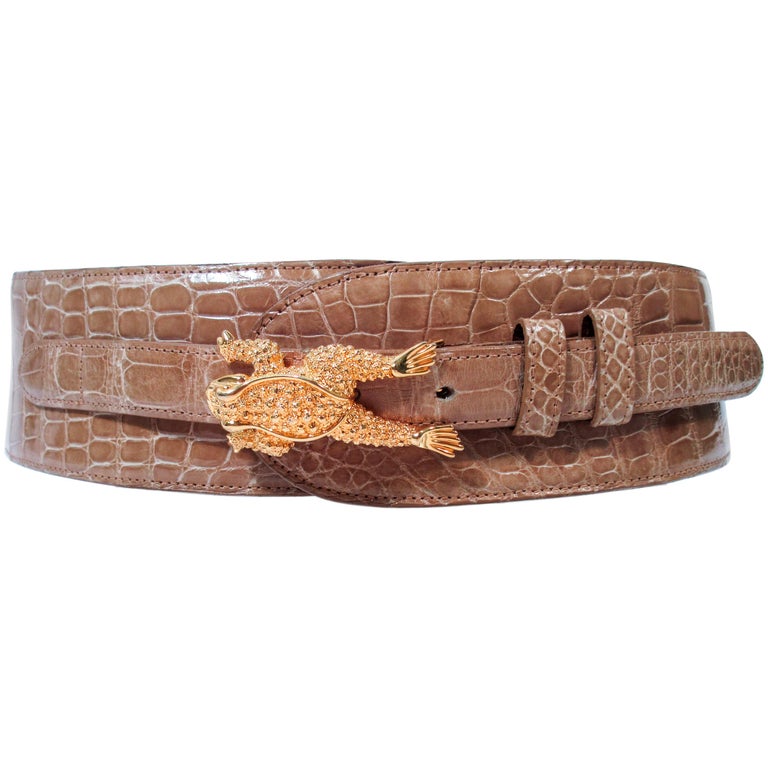 Ceinture Alligator Avec Boucle En Bronze – Occasion, Style Vintage Pour Homme