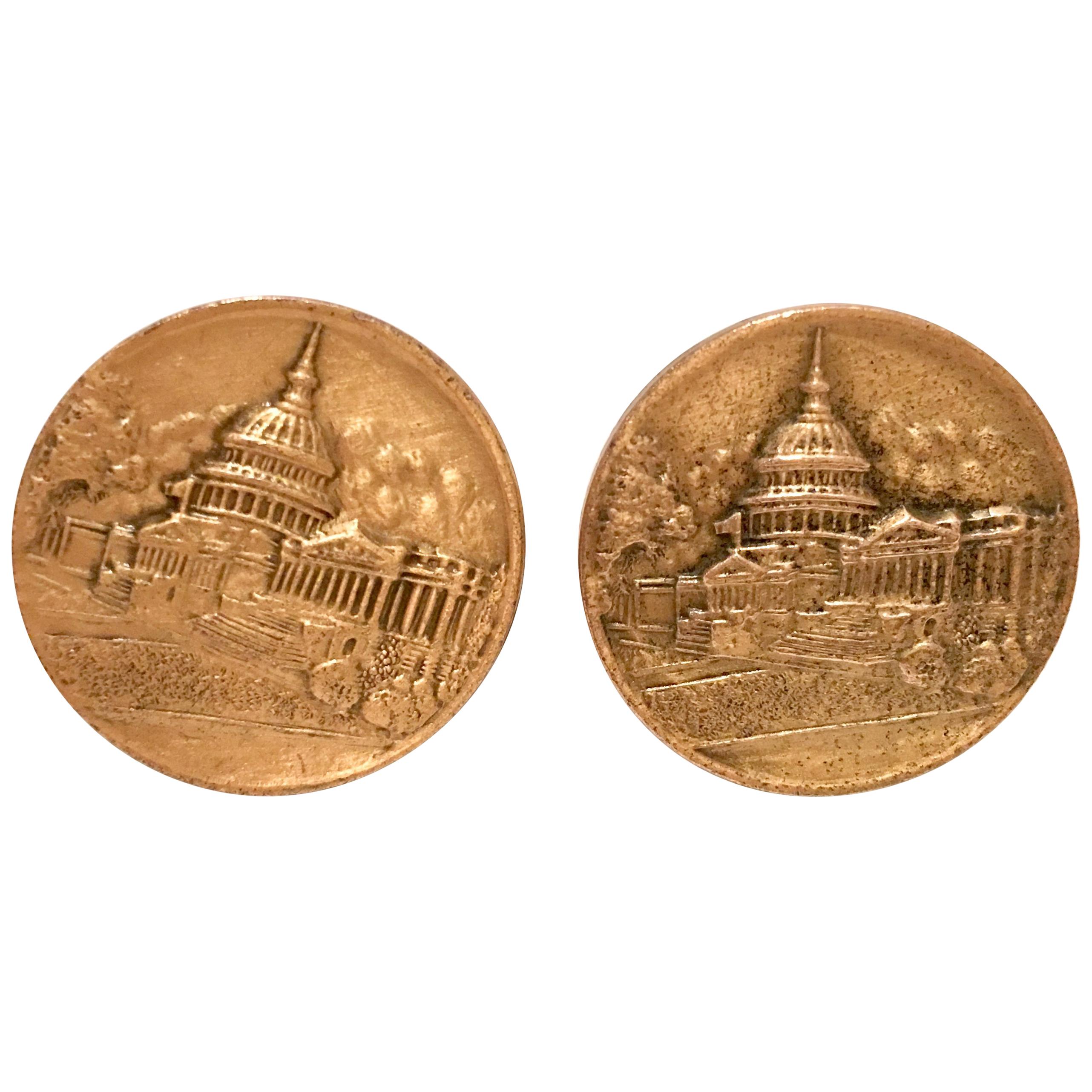 20th Century Pair Of Gold George Washington Cornerstone Cuff Links By, Art Craft