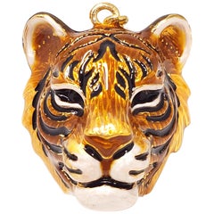 Jay Strongwater Charm tête de tigre en émail "Delightful" en or