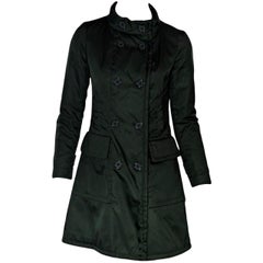 Green Prada Nylon Knee-Length Coat