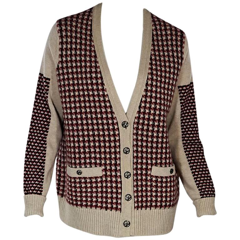Multicolor Chanel Houndstooth Cashmere Cardigan