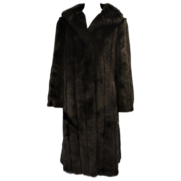 Vintage Black Faux Fur Coat For Sale at 1stDibs