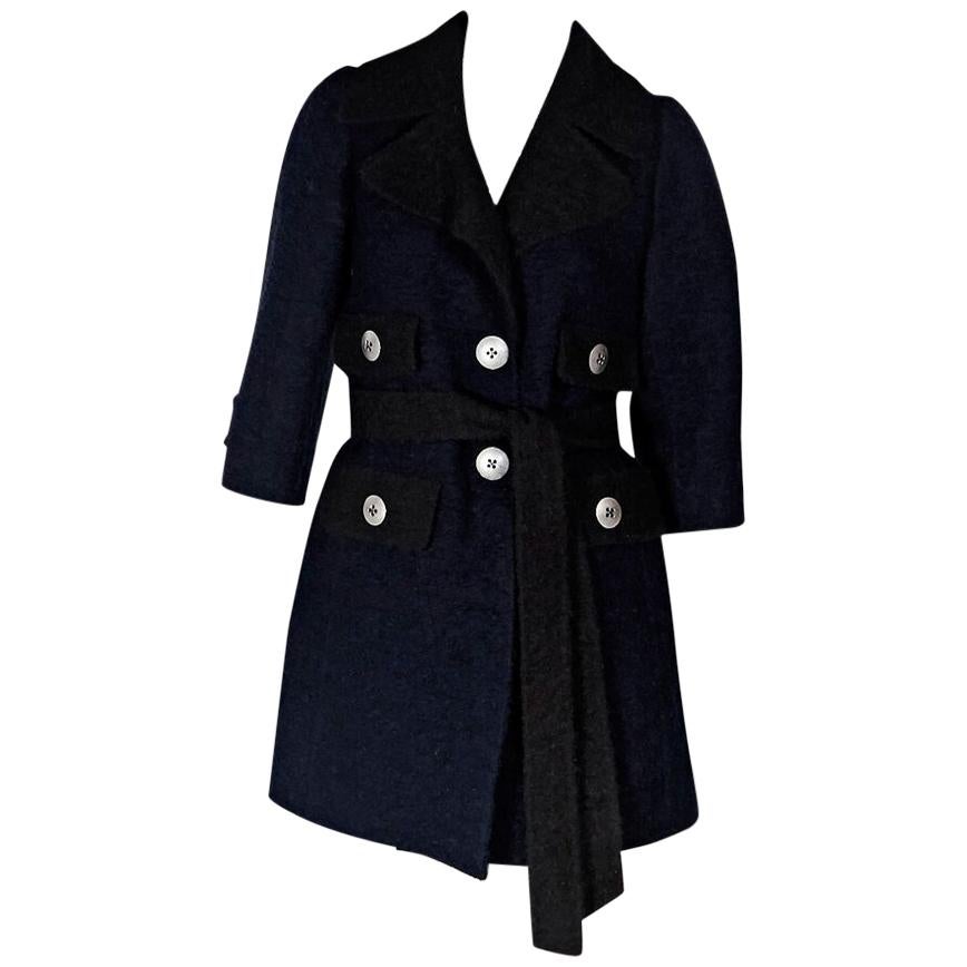 Navy Blue & Dark Brown Marc Jacobs Wool-Blend Coat