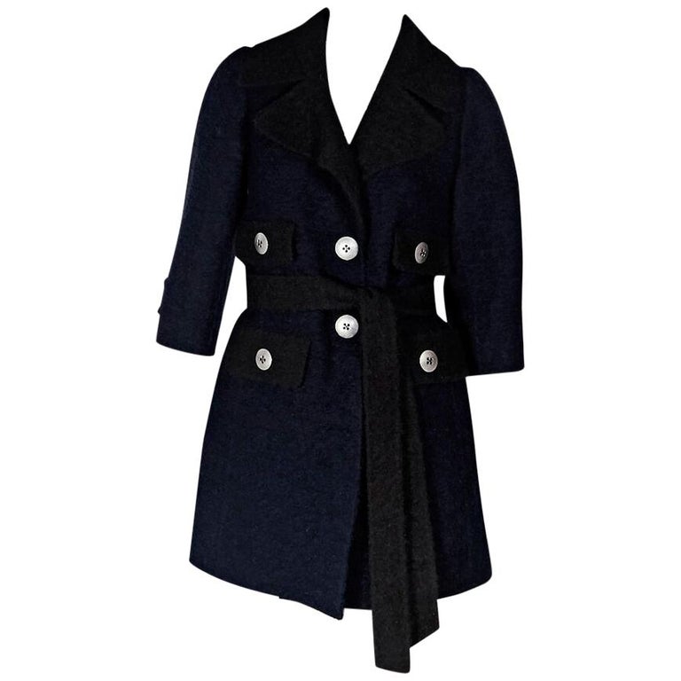 Navy Blue and Dark Brown Marc Jacobs Wool-Blend Coat at 1stdibs