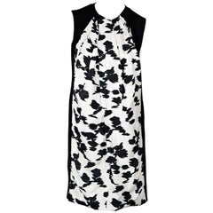 White & Black Balenciaga Floral Shift Dress