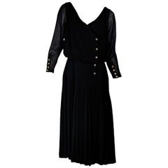 Black Vintage Chanel Pleated Dress