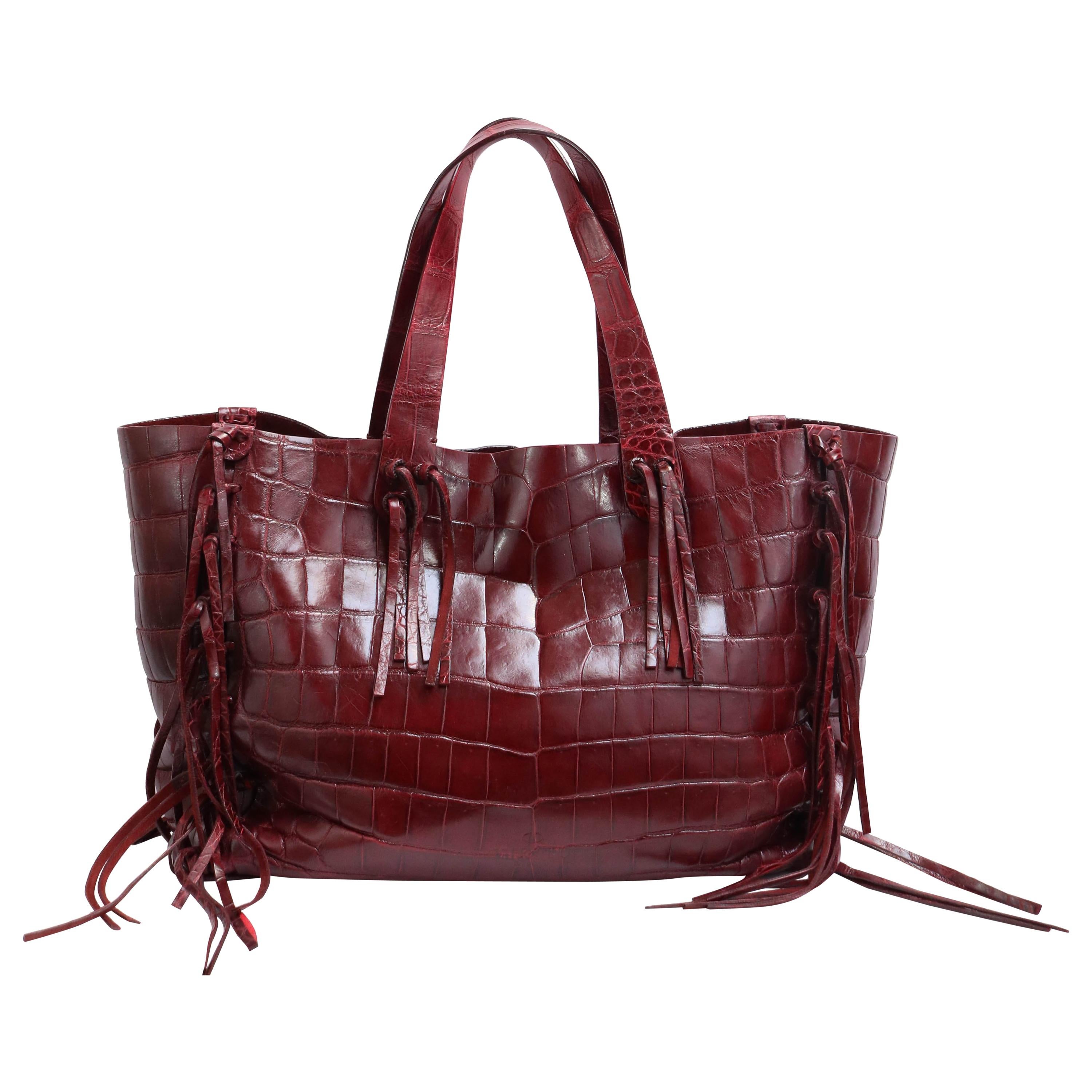 Valentino C-Rockee Crocodile Tote Bag 