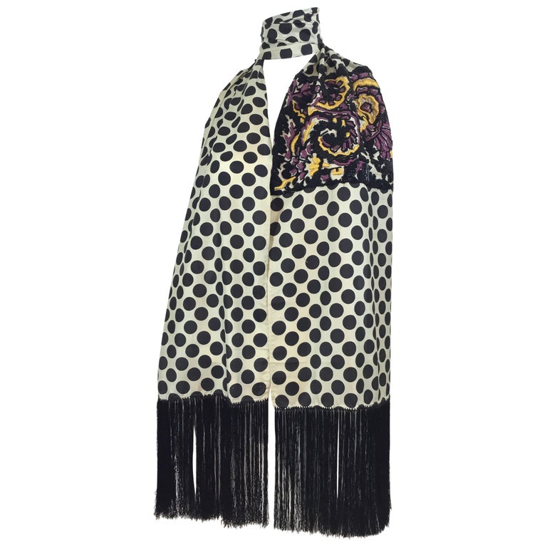 Dries Van Noten Embellished Fringe Silk Scarf at 1stDibs | dries van noten  scarf