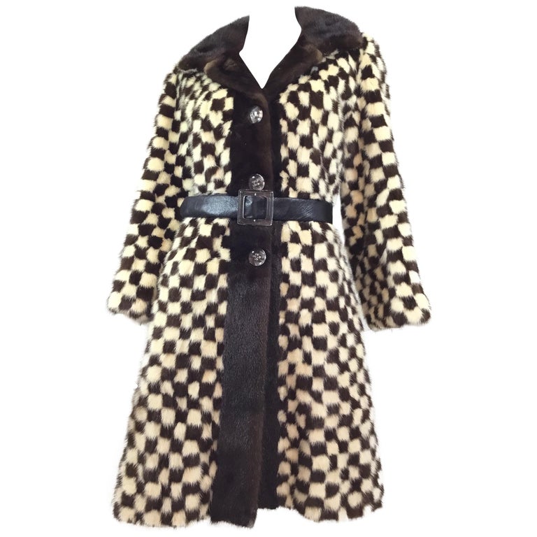 Saks Fifth Avenue Vintage Checkered Mink Fur Coat at 1stDibs | saks ...