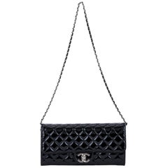 Chanel Black Patent 2 Way Pouchette Bag