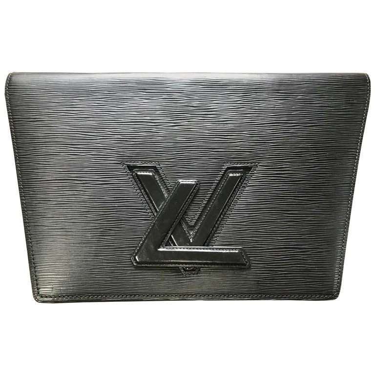 Vintage Louis Vuitton black epi trapezoid mod style clutch bag. Trapeze  purse. For Sale at 1stDibs