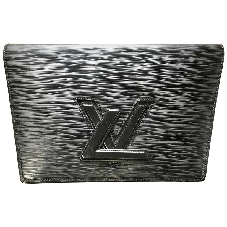 W3. Vintage Louis Vuitton Black Epi Trapezoid Mod Style Clutch 