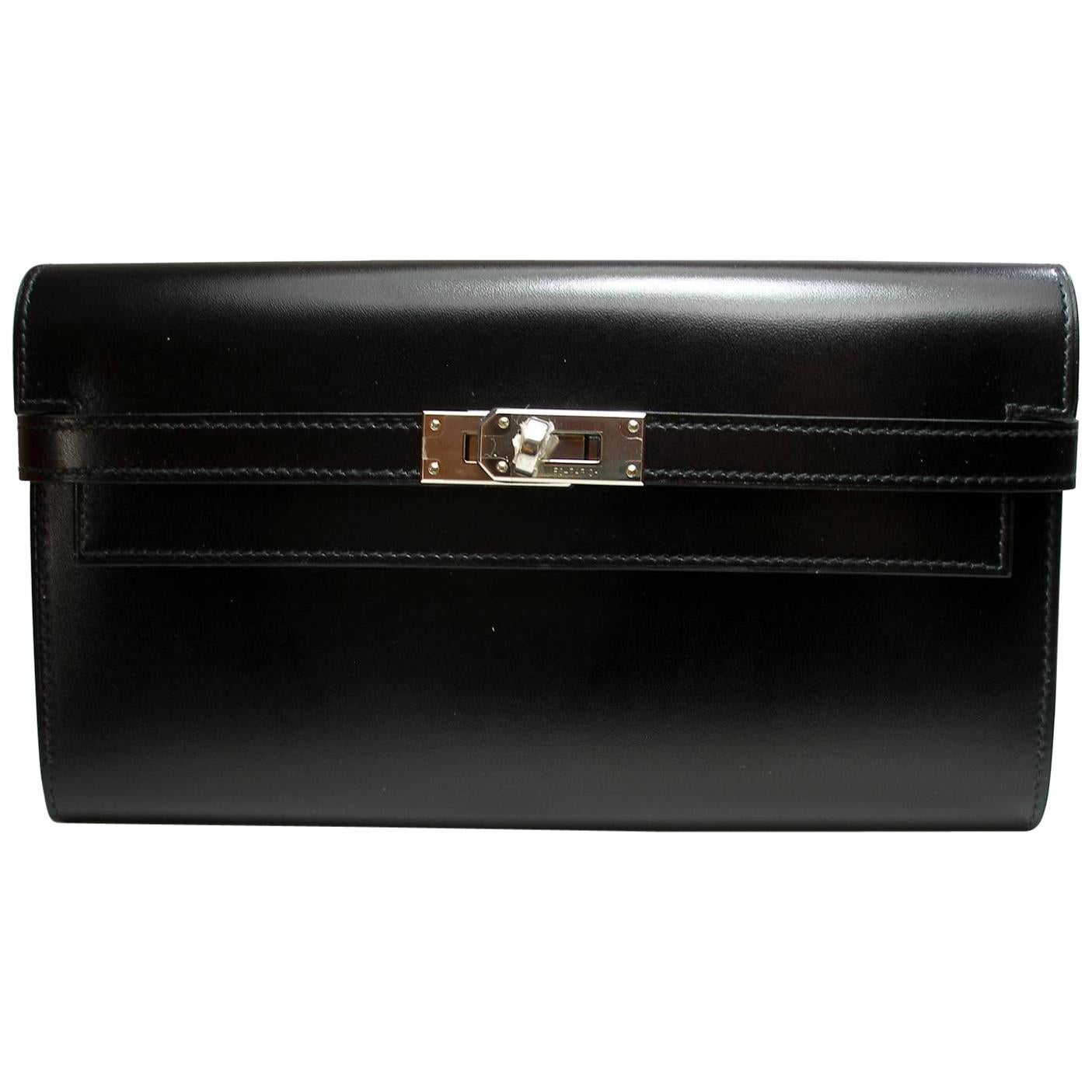 Collectible Item Hermès Long Kelly Wallet Black Box Leather Palladium Hdw / NEW