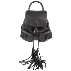 Gucci Bamboo Tassel Leather Backpack - black