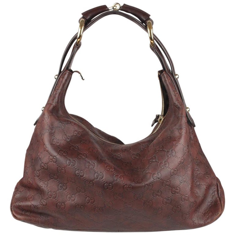 Gucci Brown Guccissima Leather Horsebit Hobo Shoulder Bag For Sale at 1stdibs