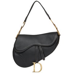 Used 2001 Christian Dior Black Calfskin Leather Saddle Bag