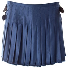 Vivienne Westwood, blue satin pleated wrap mini skirt / kilt, AW 2003 ...