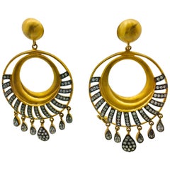 Matte Gold Hoop Raindrop Earrings