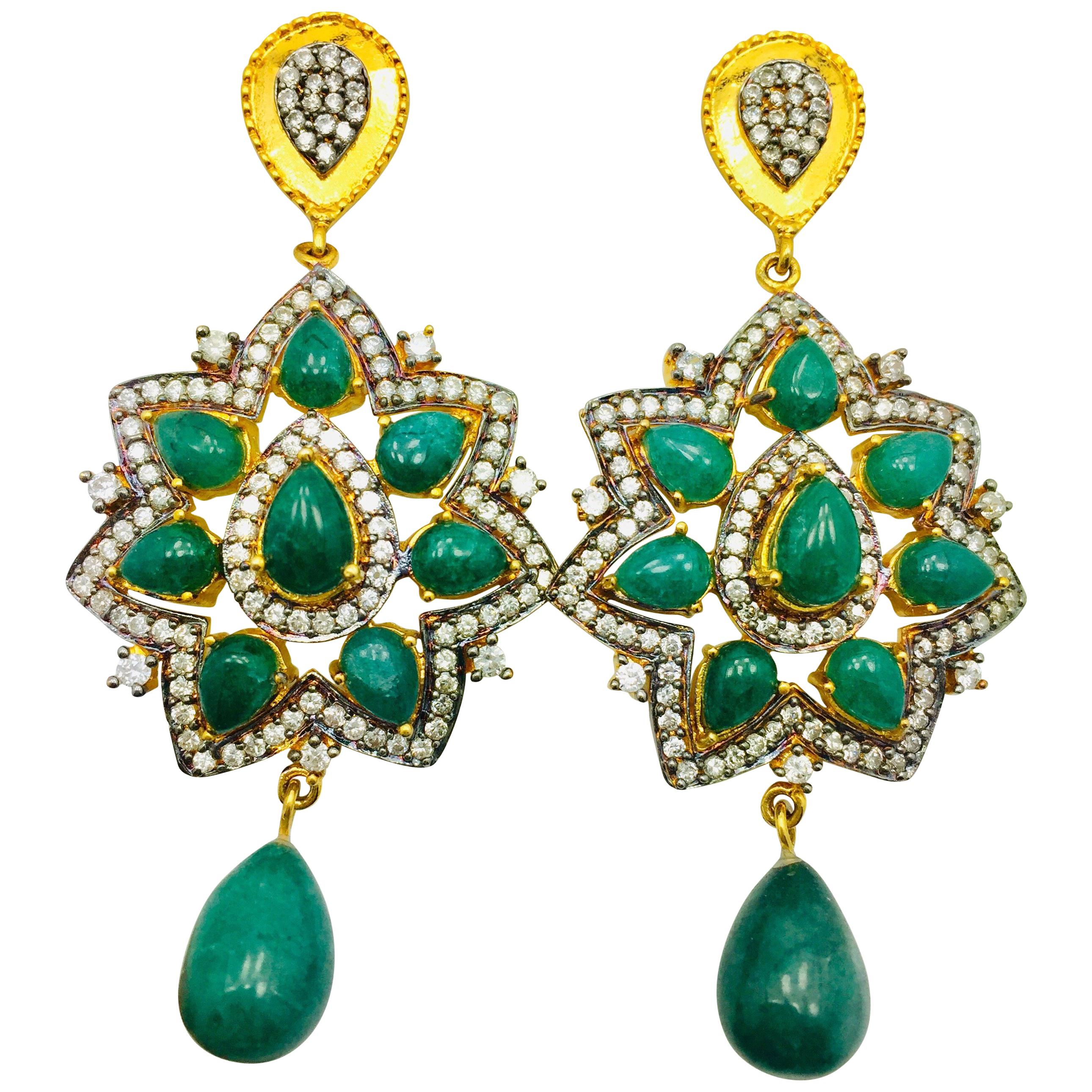 Meghna Jewels Ahalei Earrings Green Quartz Cubic Zircon - As seen in Gossip girl
