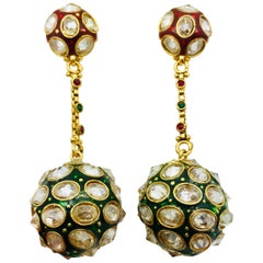 Enamel Crystal Sphere Earrings