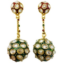  Enamel Crystal Sphere Earrings