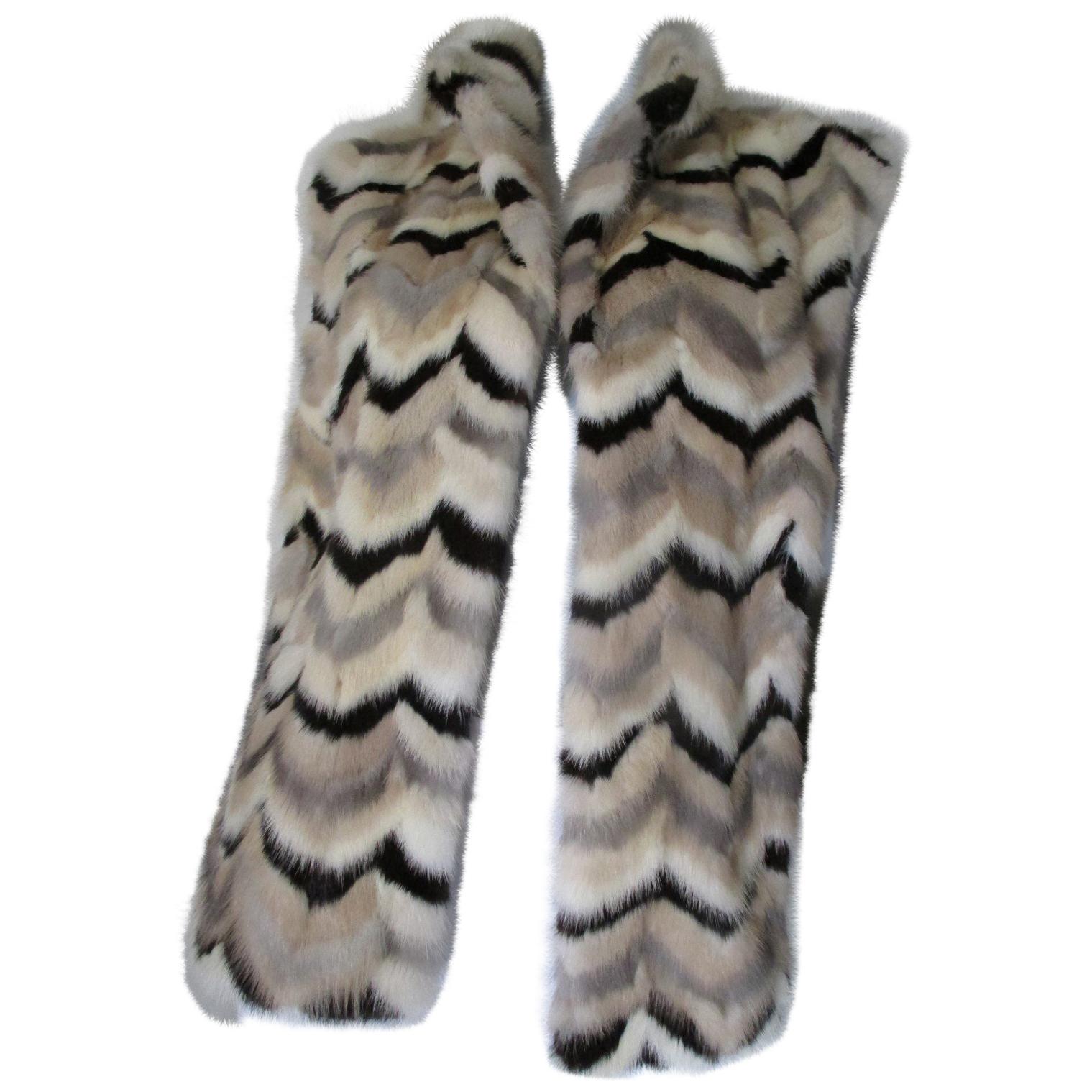 Sleeveless Chevron Mink Fur Vest