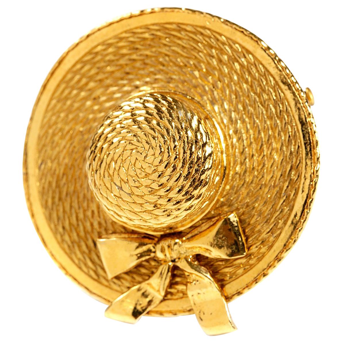 Chanel Vintage Gold Hat Brooch Pin