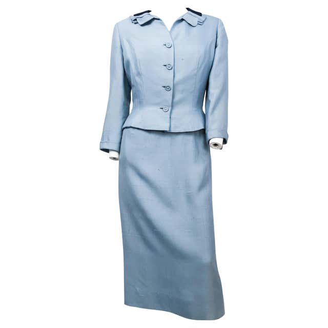 1950s Periwinkle Blue Silk Dress With Matching Suit Jacket at 1stDibs ...