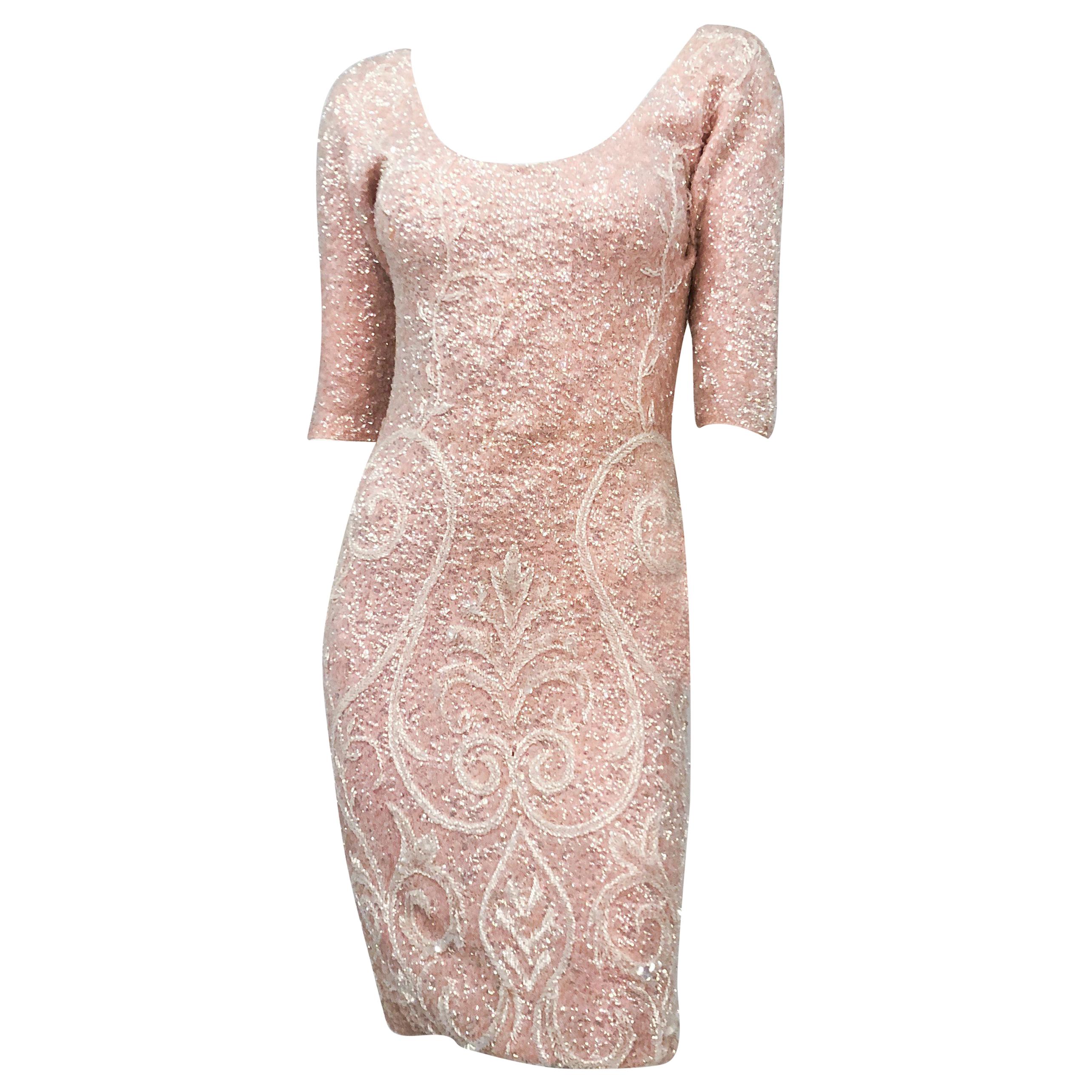 1960s Bink Sequin and Beaded Knit Dress