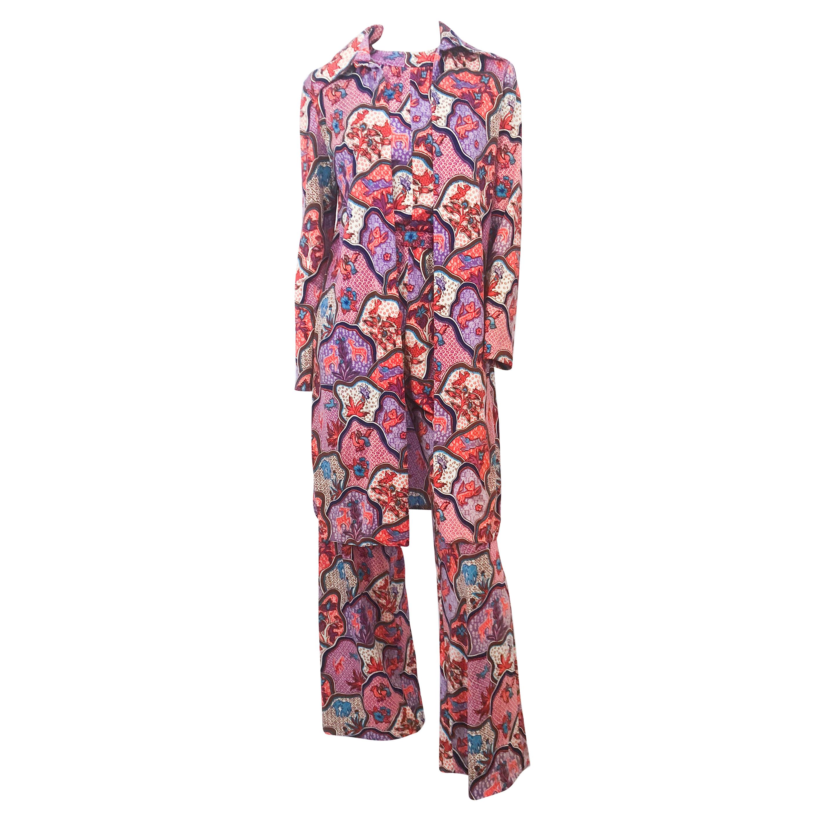 1970s Printed Jumpsuit and Jacket Set