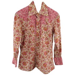 GUCCI by TOM FORD Size S Pink & Brown Floral Cotton Long Sleeve Western Shirt