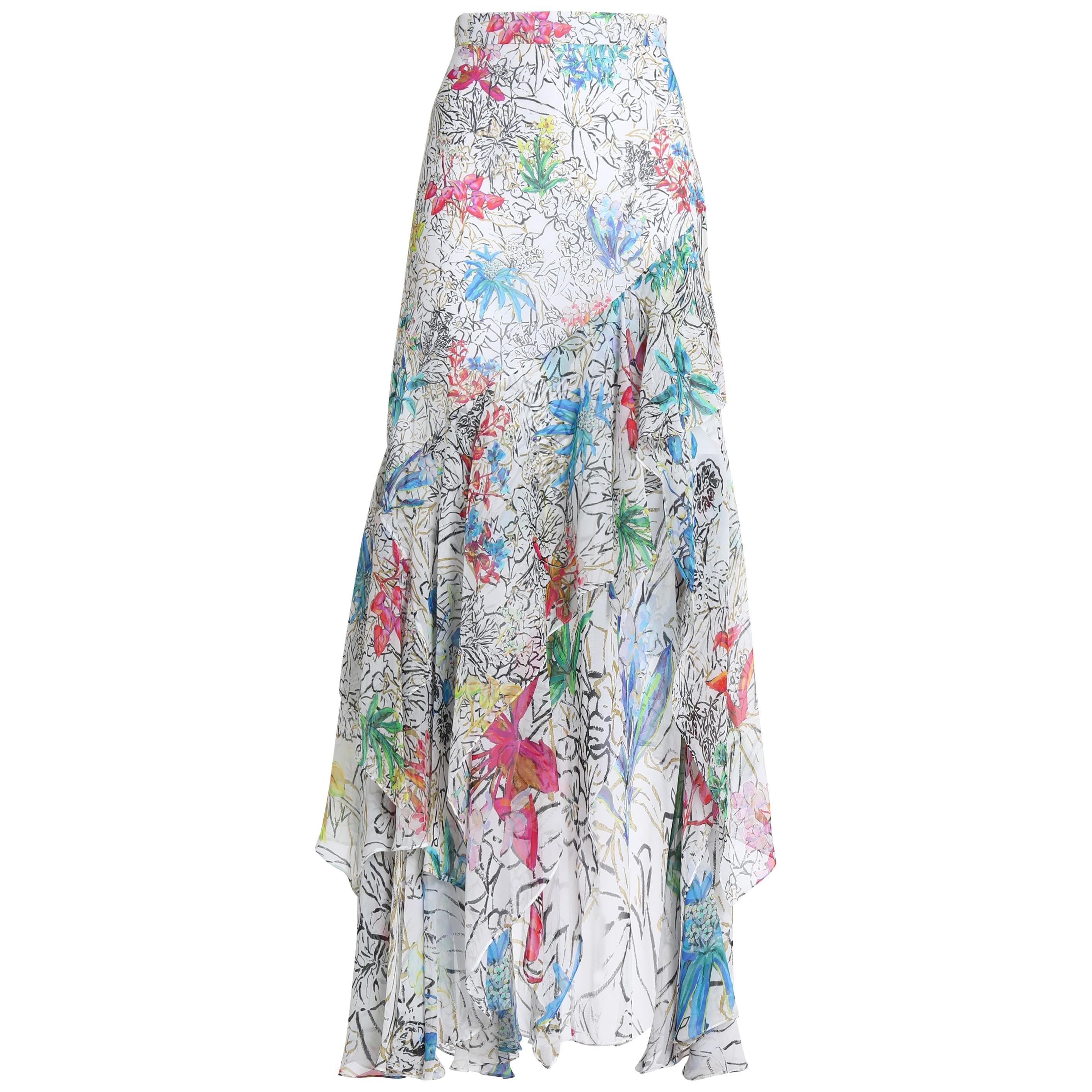 Peter Pilotto Ruffled Printed Silk-Georgette Maxi Skirt 