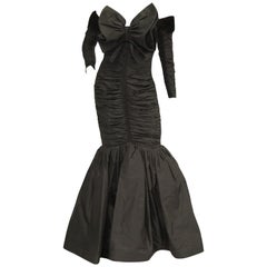 1980s Nina Ricci Couture Strapless Black Evening Dress