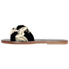 Chanel Black Leather Faux Pearl Slide Flat Sandals Size 39 at 1stDibs  chanel  pearl slides, chanel black pearl slides, chanel sandals with pearls