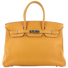 Hermes Birkin Handbag Moutarde Clemence with Palladium Hardware 35