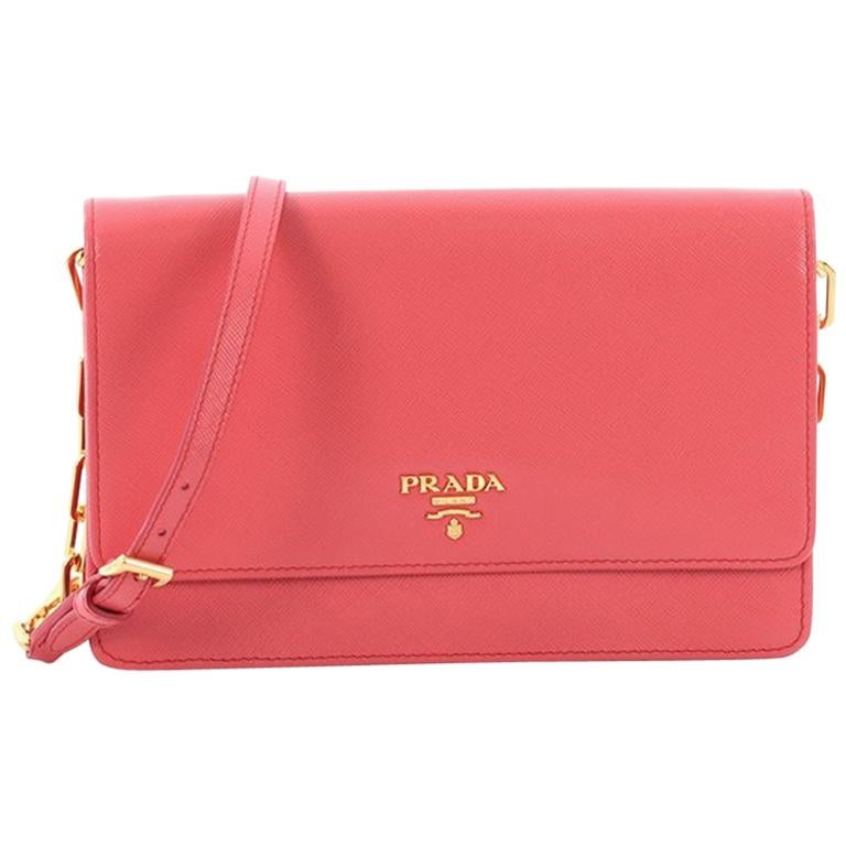 Prada Chain Wallet Crossbody Saffiano Leather,